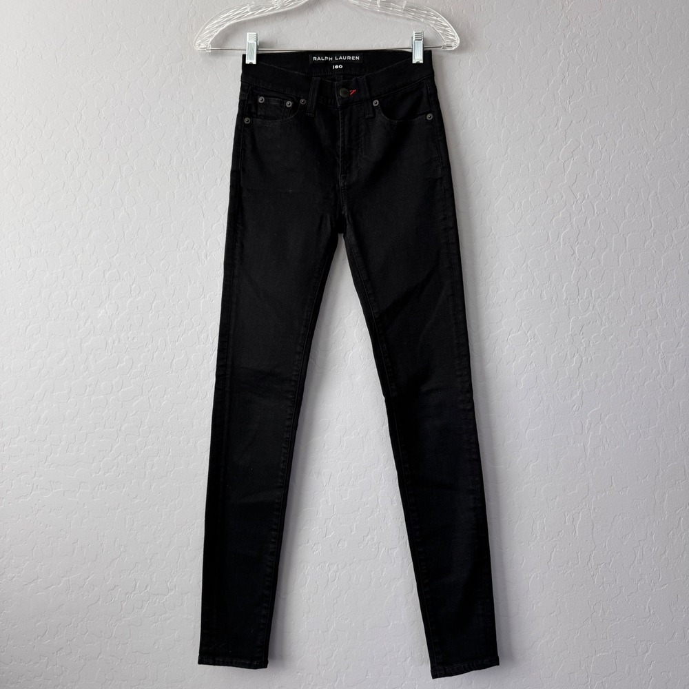 Ralph Lauren 160 Black Wash High Rise Skinny Jeans Classic Style Size 25